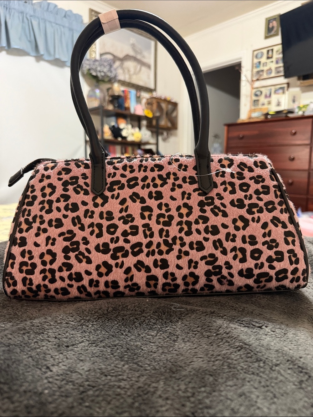 Valentino Orlandi Pink and Black Leopard-Print Satchel NWOT - Picture 2 of 9